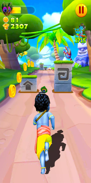 Little Krishna Boy Flute Run