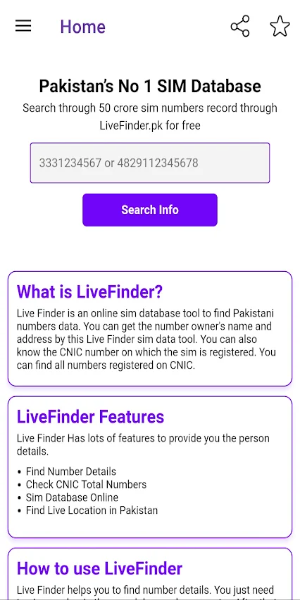 Live Finder SIM Database pk