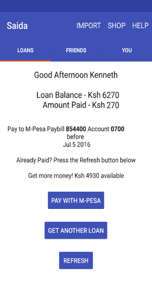 Saida - Loans to your M-Pesa