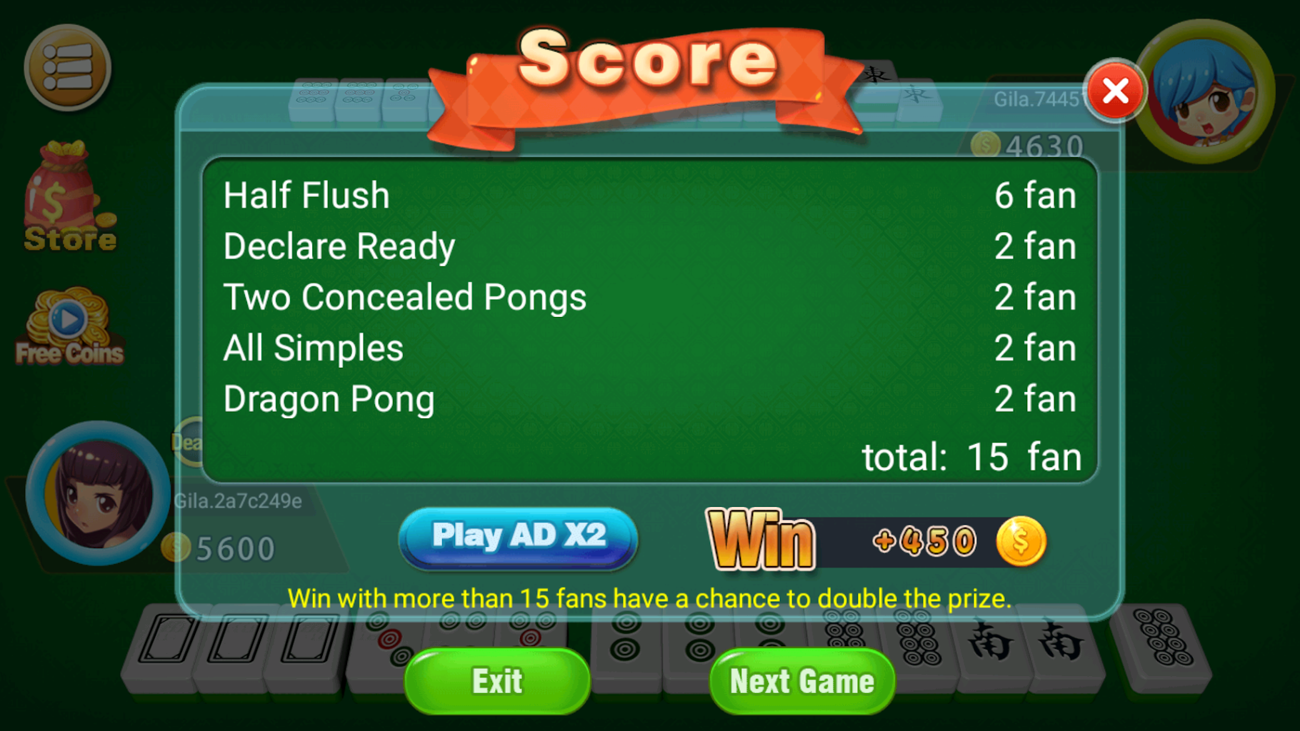 Mahjong 2P: Chinese Mahjong