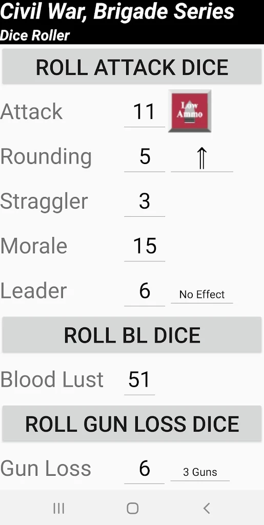 Civil War Brigade Series Dice Roller