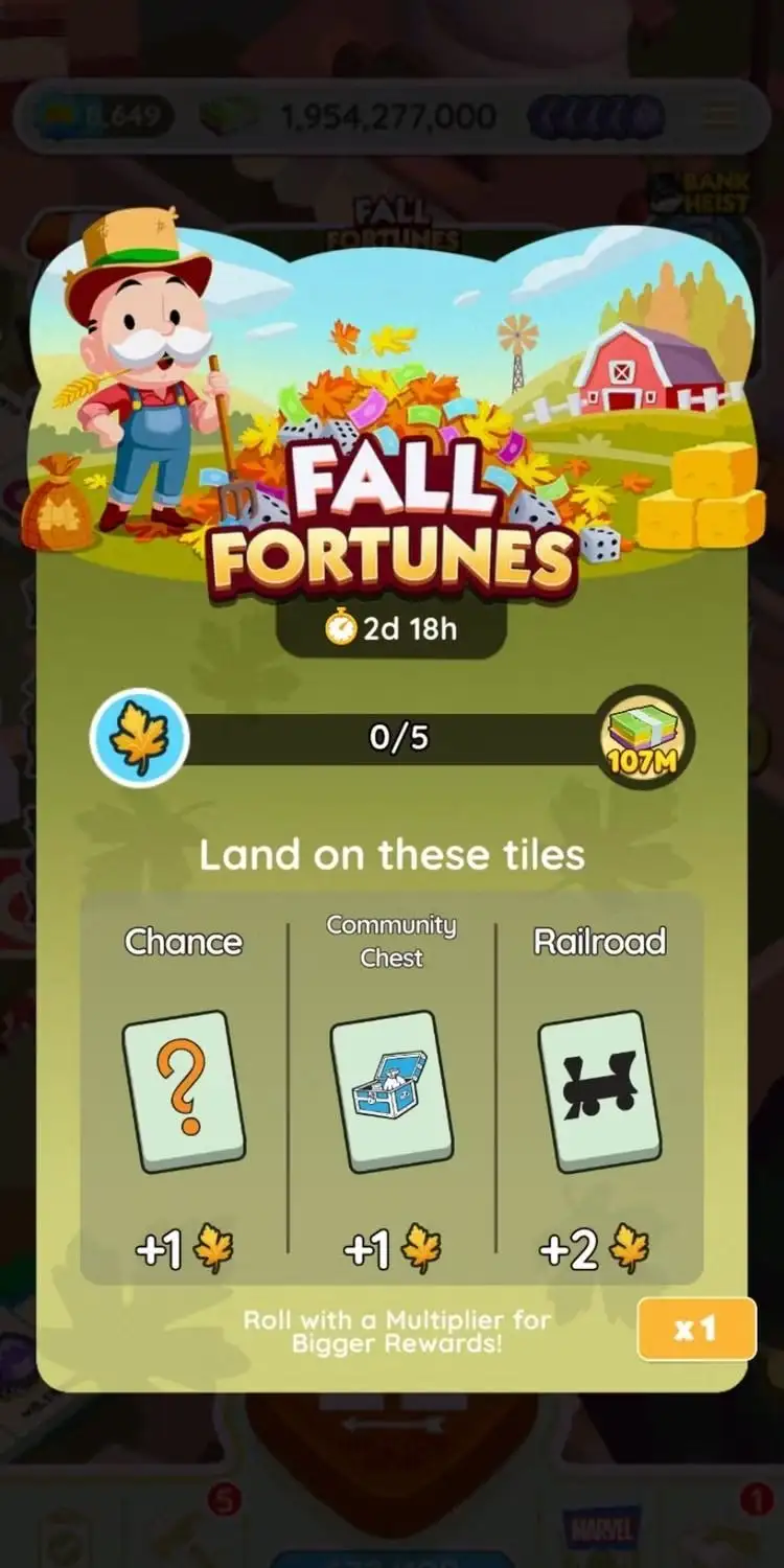 Monopoly GO: Fall Fortunes Rewards and Milestones