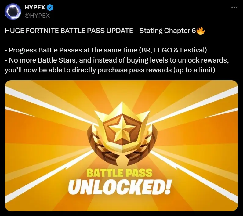 Fortnite Phases Out Battle Stars in Chapter 6 for a Streamlined Battle Pass Experience