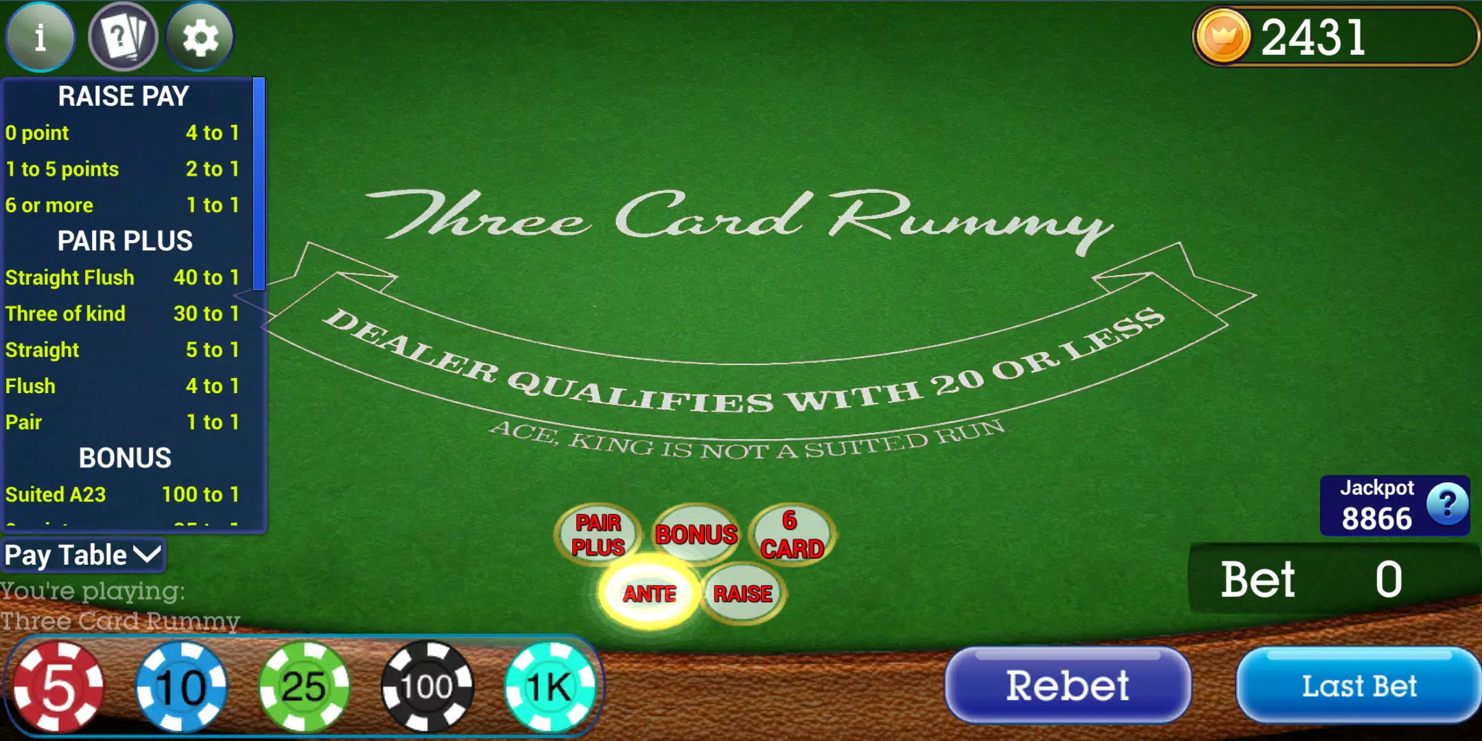 Vegas Three Card Rummy