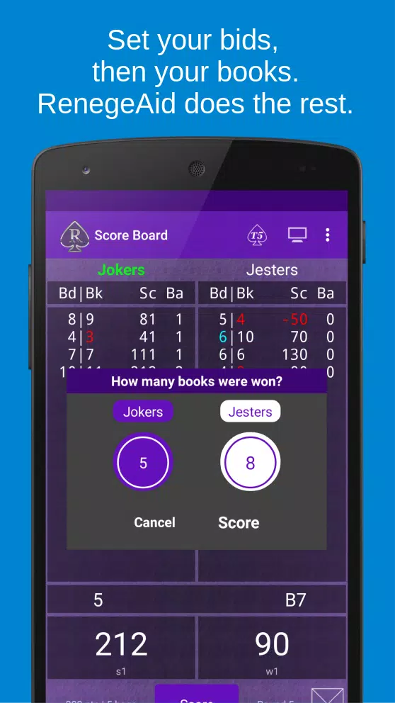 RenegeAid Spades Score App